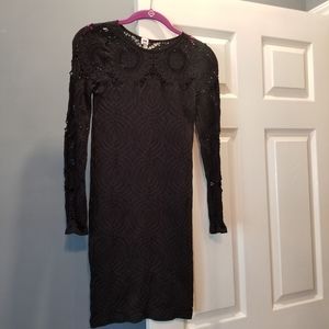 Women's crochet top long sleeve mini dress